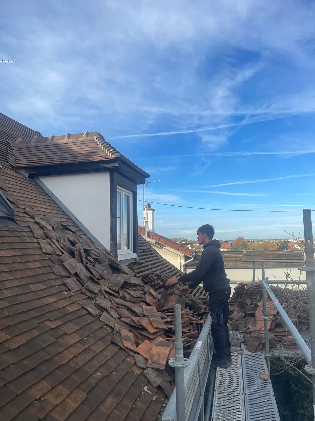 Dépose des anciennes tuiles